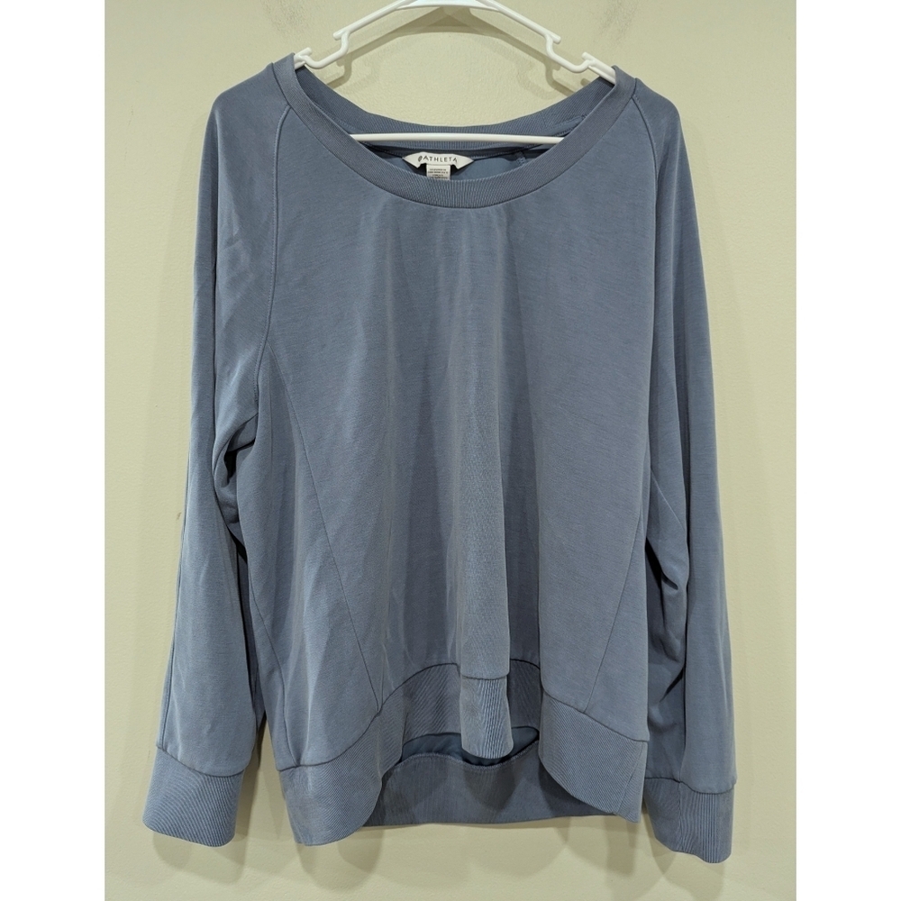 Athleta Seasoft Scoop Neck Sweatshirt In Blue Size Large